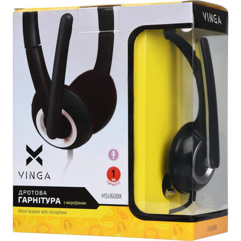 Навушники Vinga HSU60 USB Black (HSU60BK)