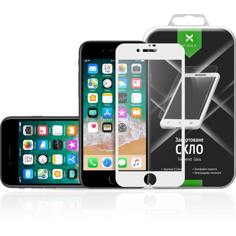 Скло захисне Vinga для Apple iPhone 7/8 White (VTPGS-I7W8W)