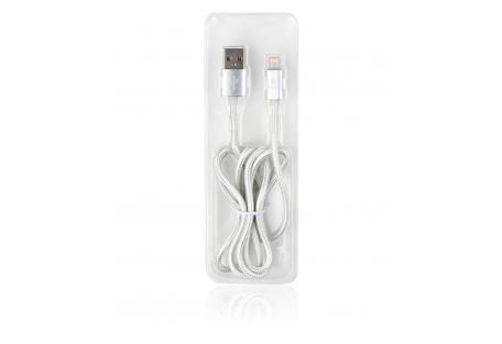 Дата кабель USB 2.0 AM to Lightning 1.0m fabric silver Vinga (VRC511SI)