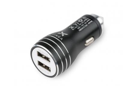 Зарядний пристрій Vinga Dual USB Car Charger aluminium black (VRCCH03BK)