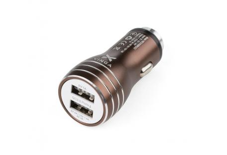 Зарядний пристрій Vinga QC3 Quick Dual USB Car Charger aluminium brown (VRCCH03BRQC3)